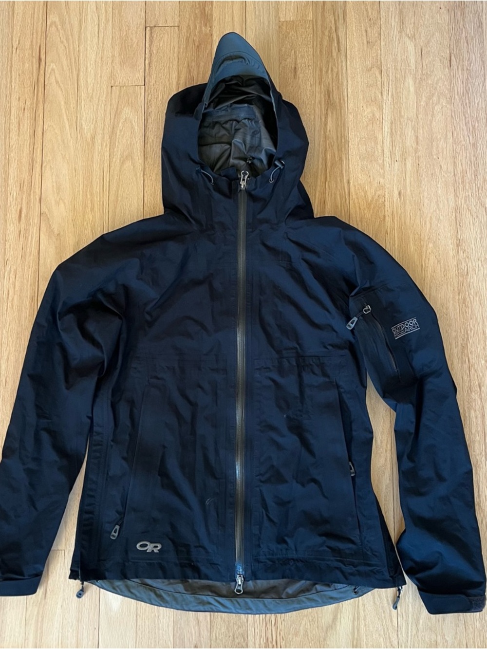 Outdoor Research Black Waterproof Hooded Rain Jacket